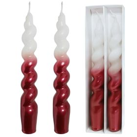 FCMSHAMD 7.3'' White Red Dripless Taper Candles(2 Pack)