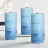 Meltone Ocean Scented Pillar Candles,60+ Hrs Long Burning Candles, Set of 3 Blue Candles for Home Scented (3x6'')