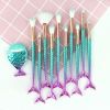 10 mermaid-gradient blue with fan-shaped brush + small fish (makeup brush)