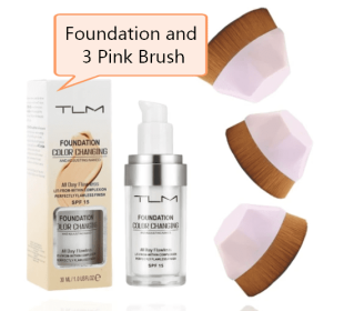 Temperature Liquid Foundation Concealer Portable Natural Color  Makeup Foundation BB Concealer (Option: 3 Pink Brush Set)