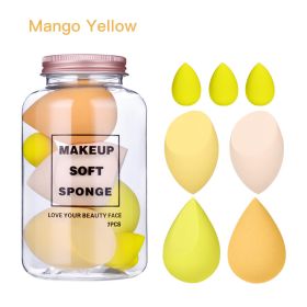 7Pcs Makeup Sponge Set Face Beauty Cosmetic Powder Puff for Foundation Cream Concealer Make Up Blender Tools Sponge косметика (Color: Mango Yellow)